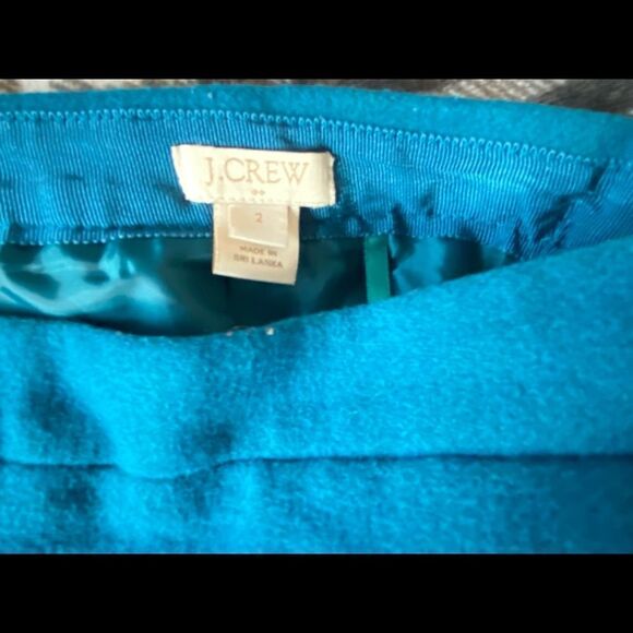 J. Crew Zip Pocket Wool Blend Mini Skirt A line Teal Blue - Picture 8 of 8